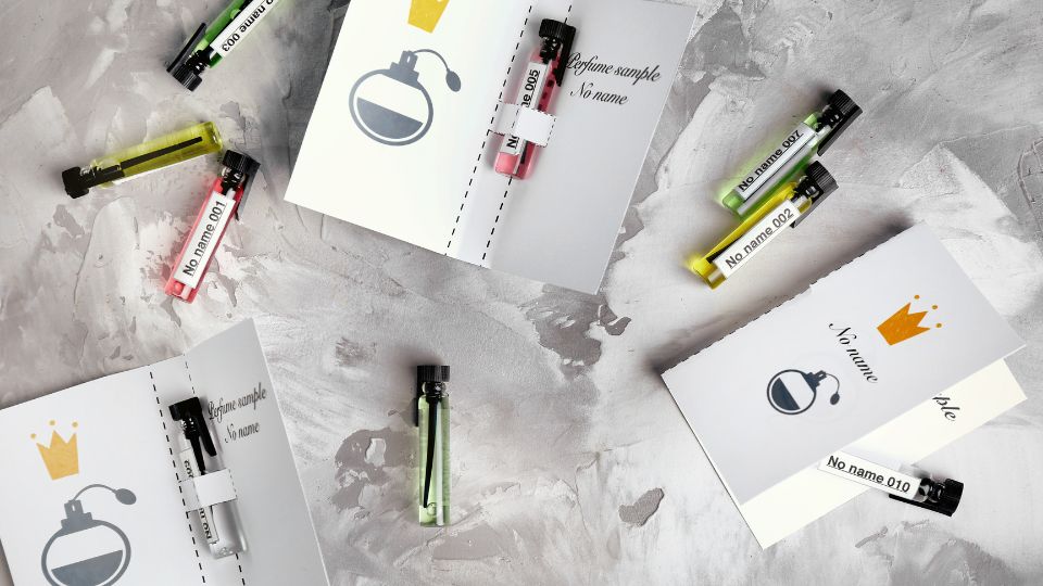 Trier les échantillons de produits de beauté et parfum pendant le ménage de printemps
