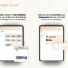 4 Template Notion Planificateur de voyages – organise facilement tes vacances avec un tableau de bord centralisé, la gestion des réservations, des to-do, du budget, de la valise, des bonnes adresses et du programme jour par jour.