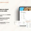 8 Template Notion Planificateur de voyages – organise facilement tes vacances avec un tableau de bord centralisé, la gestion des réservations, des to-do, du budget, de la valise, des bonnes adresses et du programme jour par jour.