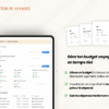 9 Template Notion Planificateur de voyages – organise facilement tes vacances avec un tableau de bord centralisé, la gestion des réservations, des to-do, du budget, de la valise, des bonnes adresses et du programme jour par jour.